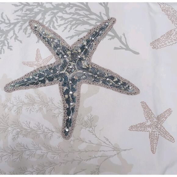 Coastal Collection Table Runner 13x72 Cream Beach House Starfish Sea Life NEW - Picture 3 of 10